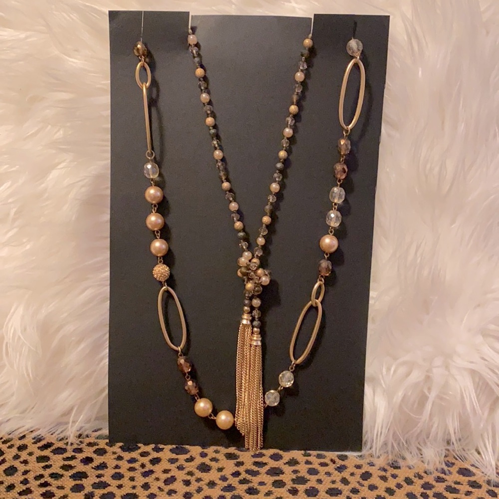 Pair of Stacking Long Necklaces Gold